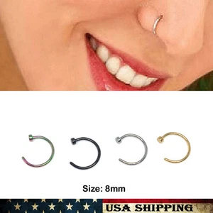 4 Farben 8# Nase Offen Creolen Ring Lippe Ohrring Körper Piercing Ohrstecker Edelstahl  - Bild 1 von 2