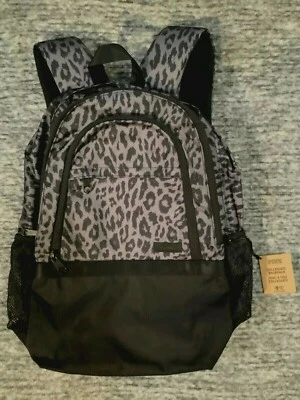 Mochila Colegial Victoria's Secret Rosa Leopardo Gris Infinito Negra Nueva con Etiquetas Foto 1 de 4