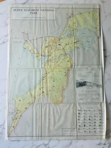 Vintage 1965 Queen Elizabeth Nationalpark Uganda Afrika Safari Karte Original - Bild 1 von 6