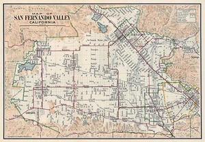 Mapa de 1923 del Valle de San Fernando, California arte de pared póster impresión decoración obras de arte - Imagen 1 de 2