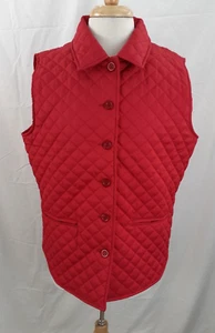 Draper's & Damon's Women's Sz L Red Quilted Puffer Vest Jacket Button Front NWOT - Picture 1 of 8