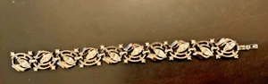 Vintage Crown Trifari 50s leaf bow Alfred Philippe Marquise crystal 7” bracelet - Picture 1 of 7