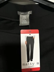 MATTY M Women's Pull on Straight Leg dress Pants Stretch BLACK Size M NWT - Picture 1 of 5
