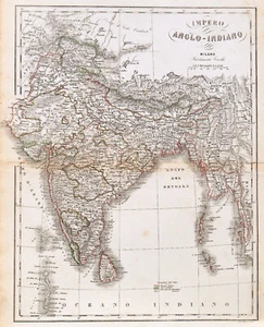 INDIA SRI LANKA NEPAL "Impero Anglo-Indiano" Civelli 1860 ORIGINAL ANTIQUE MAP - Picture 1 of 7