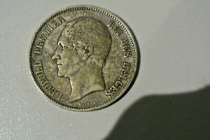 BELGIUM LEOPOLD PREMIER 5 FRANCS SILVER 1853  XF42 - Picture 1 of 2