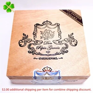 Caja de cigarros de madera vacía original Don Pepin Garcia Exquisitos 6,5" x 6,5" x 2,75" - Imagen 1 de 9