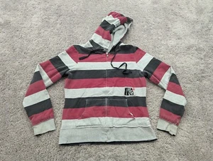 Billabong Sweatshirt Womens Large Hoodie Full Zip Striped Reversible Dove Peace - Picture 1 of 13