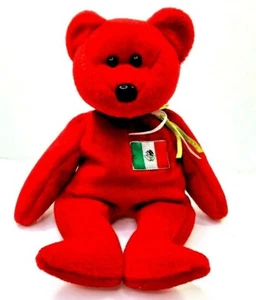 TY Beanie Babies Red Teddy Bear Osito 8" Plush Mexico 1999 - Picture 1 of 5