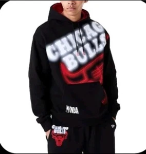 New Era Mens Chicago Bulls NBA Neon Team Logo Sweatshirt Hoodie & Joggers Black - Picture 1 of 1