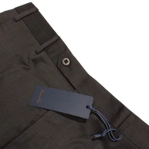 Zanella NWT Dress Pants Size 34 US Devon In Solid Brown 100% Wool - Picture 1 of 11