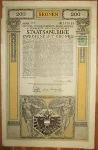 ÖSTERREICH AUSTRIA 6. Kriegsanleihe 200 Kronen 1917 Austrian War Loan - Bild 1 von 1
