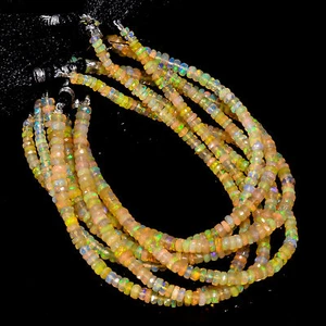 Yellow Ethiopian Opal Gemstone Rondelle Faceted Beads 4 mm Strand 8" GB-713 - Picture 1 of 4