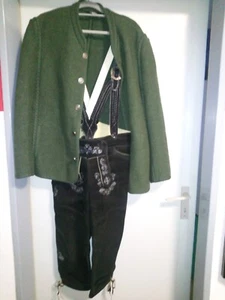 Lederhose mit janker gr. 54 schwarz, grün - Bild 1 von 3