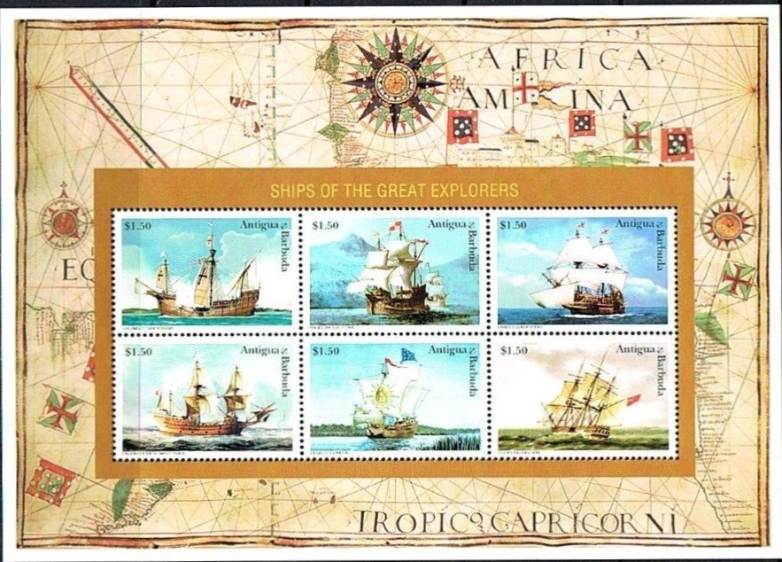 Antigua #SG2295-SG2300 MNH M/S 1996 Capricorn Explorer Ship [1972 Mi2346-Mi2351] - Image 1 of 1