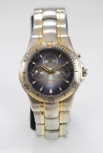 Armitron Men Watch Stainless Steel Gold Silver 50m Month Day Date Blue Quartz - Picture 1 of 6