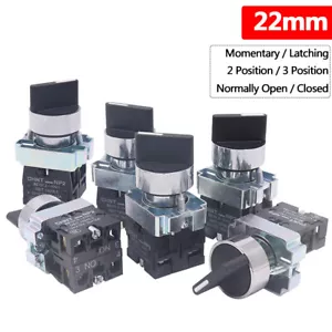 22mm Rotary Switch 2,3 Position Selector Switch Momentary Latching ON/OFF NO NC - Picture 1 of 15