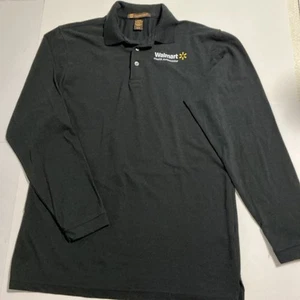 Walmart long sleeve work shirt black polo men’s medium - Picture 1 of 6