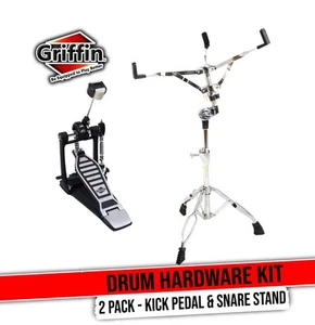 Single Kick Bass Drum Pedal & Snare Stand Set | Double Chain Foot Kit Package - Picture 1 of 14