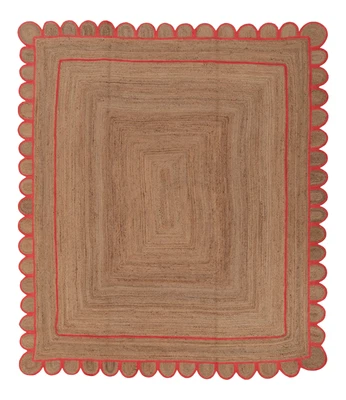 Rug Scallop Edge Natural jute Braided  Rectangle Carpet Living Area Jute Rug - Image 1 of 4