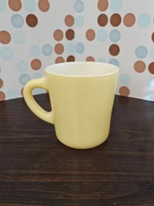Vintage Hazel Atlas Coffee Mug Cup Milk Glass Yellow Handle “USED” - Picture 1 of 7