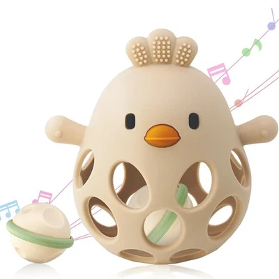 2-in-1 Baby Teething Rattle Toy, Sensory Grasping Teether for Infants 3-12 Mo - Image 1 of 4