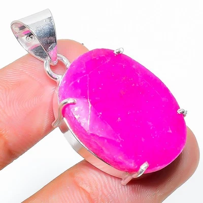 Cachemira Rubí (Simulado) Piedras Preciosas Hecho a Mano Regalo Joyería Colgante 1.50" L532 Foto 1 de 2