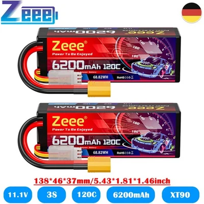 2x Zeee 3S 11.1V Lipo Akkus 120C 6200mAh XT90 Stecker für RC Auto Truck Flugzeug - Bild 1 von 4