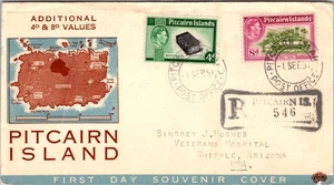 1951 Pitcairn Island Post Office FDC Souvenir Cover to Whipple Arizona AZ USA - Picture 1 of 2