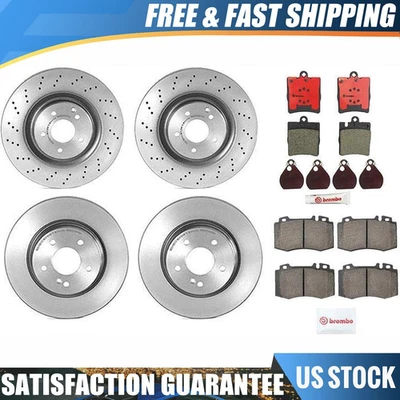 Se adapta a Mercedes-Benz C32 AMG 2002-2004 Kit de rotores de freno delanteros traseros pastillas de freno Foto 1 de 4