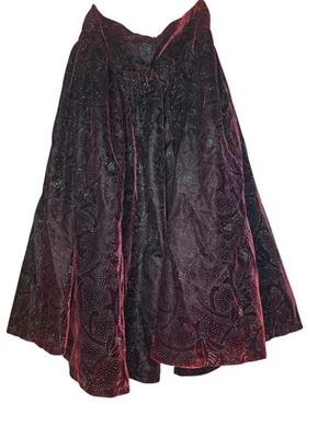 Vintage Scott McClintock Velvet Skirt Black Red Purple Floral Size 10 USA Made - Image 1 of 4