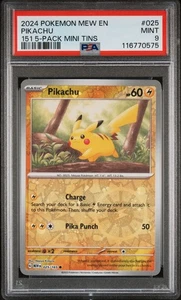 PSA 9 Mint Pikachu 25/165 Scarlet & Violet Costco 151 5-Pack Mini Tins Pokemon - Bild 1 von 2