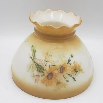 Glass Globe Light Shade Lamp Sconce Ceiling Fixture Cover Milk Glass Ruffled - Image 1 of 4