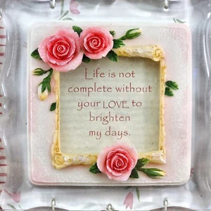 VTG Acrylic Frame Wall Decor Floral Granny Core Life Not Complete Without Love - Picture 1 of 5