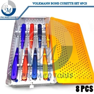 Volkmann Bone Curette Complete Set of 8 Pcs Surgical Instruments With Case Box - Picture 1 of 5