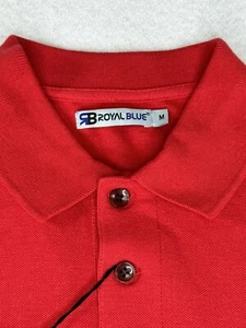 Neu mit Etikett königsblaues kurzärmliges Herren-Poloshirt rot Colorblock Designer-Logo M - Bild 1 von 9