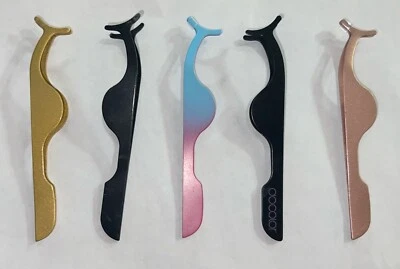 5 Pieces, False Fake Eyelashes Clip EyeLash Tweezers, Applicator Lash Tools - Image 1 of 4