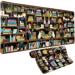 Desk Mat Mouse Pad Leisure Cat Cute Cats Bookshelf XXL Extended Large Gaming ... - Picture 1 of 8
