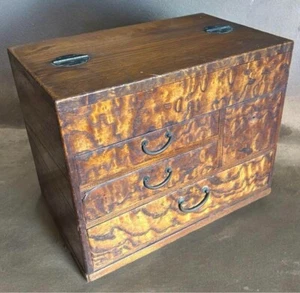 Hermosa caja de costura japonesa vintage Haribako madera grano pequeño portaherramientas - Imagen 1 de 24