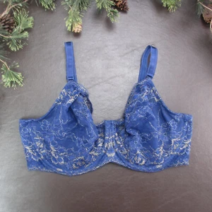Sujetador Wacoal Talla 40DDD Azul Encaje Sin Forro Con Aros Cierre Ajustable Espalda - Imagen 1 de 11