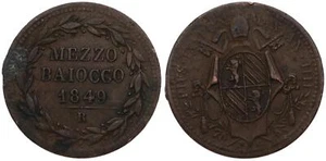 Vatican - Mezzo 1/2 Baiocco 1849 R - Vaticano Pius Ix - Picture 1 of 1