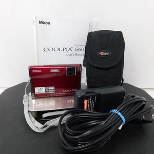 NIKON Coolpix S60 Digital Camera 10.0MP Red Tested Charger Case & Battery - Picture 1 of 10