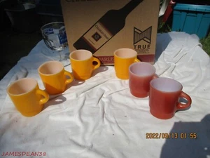 LOT OF 6 Vintage Fire King Anchor Hocking Orange BROWN Stacking Coffee MugS CUP - Picture 1 of 4