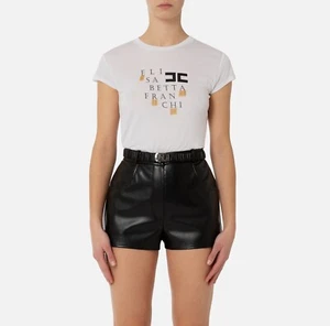 ELISABETTA FRANCHI T-shirt in jersey con logo e frange MA00841E2 P/E24 - Foto 1 di 4