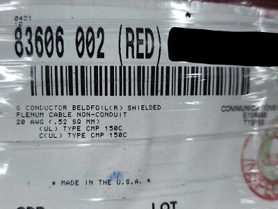 Belden 83606 20/6C FEP/FEP Multi-Shielded Electronics Cable 300V/200C CMP /1ft - Image 1 of 4