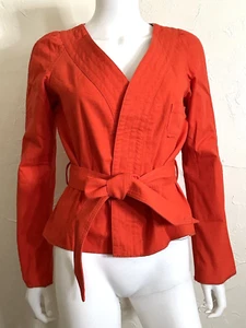 SONIA RYKIEL VINTAGE USED EFFECT COLLECTION BELTED JACKET RED SIZE 36 - Picture 1 of 8