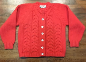 Alexander's Child's Size 8-10 100% Wool Coral Thick Cable Knit Sweater ITALY Vtg - Picture 1 of 9