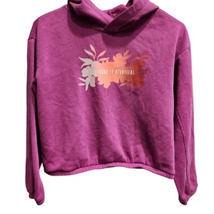 Girls 10/12 Purple Cropped Hoodie Floral Old Navy Strong Is Beautiful Athletic - Picture 1 of 8