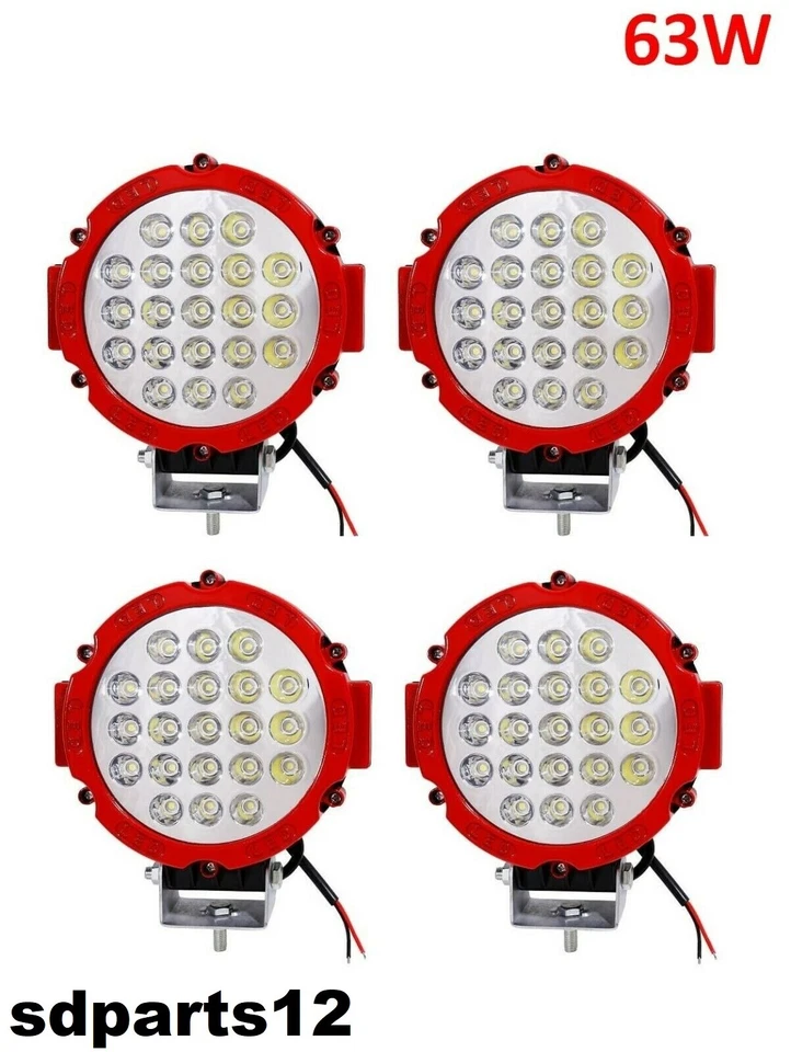 4x 63w 21 Led Lampada Lavoro 12/24v Proiettore IP67 Fuoristrada Tetto Bull Bar - Immagine 1 di 4