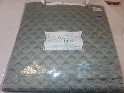 Ann Gish Art of Home Double Diamond 3P Queen Coverlet Shams Set Sea Blue $475 - Image 1 of 4