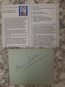 HENRY COTTON - GOLFING LEGEND - 3 TIMES OPEN CHAMPION - ORIGINAL AUTOGRAPH - Picture 1 of 2